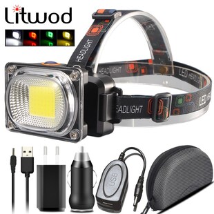 USB Charging 18650 Battery Head Flashlight Lamp 4 Colors CO