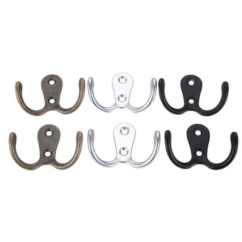 6 pcs wall mounted door hanger double hanging hooks antique