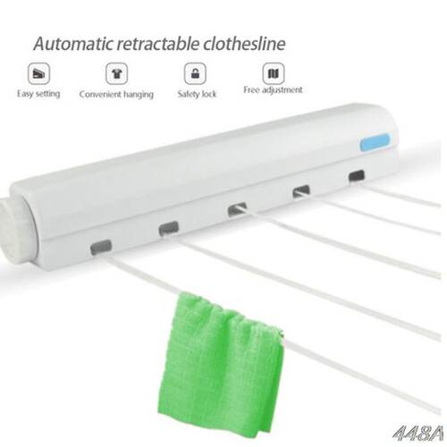 Wall Mounted 4/5 Clothes Line Retractable Laundry Hanger Clo