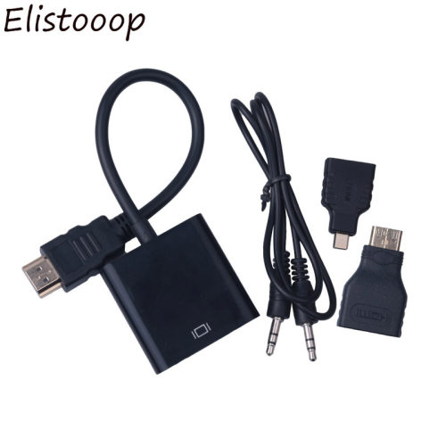 Elistooop HDMI to VGA Adaptor Micro HDMI Mini HDMI Male Ada