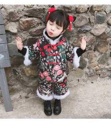 Girls wear girls national wind baby thickening annua