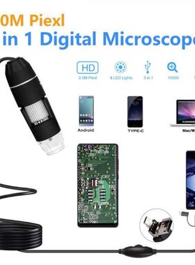 2MP 1080p 3 in 1 USB Type-C Micro-USB 1000X Microscope Magni