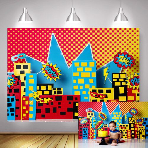 Superhero Baby Birthday Backdrop for Photography Super Hero
