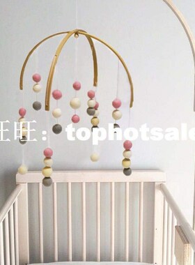 -Baby Wooden Rattle Mobile Hanging Toys for Crib Bed N