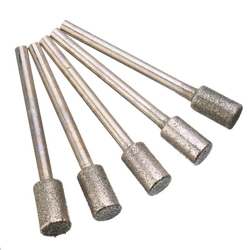 5pcs 3mm Shank Silver Diamond Grinding Burr Stone Drill Bits