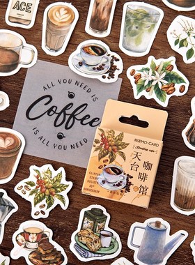 45pcs/box Coffee Series Mini Stickers Journal Scrapbooking