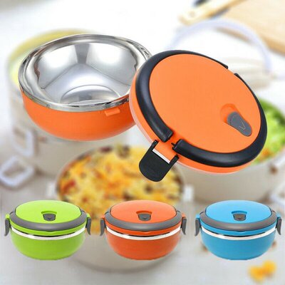 700ml Lunch Box Portable Stainless Steel Round 1 Layer Insul