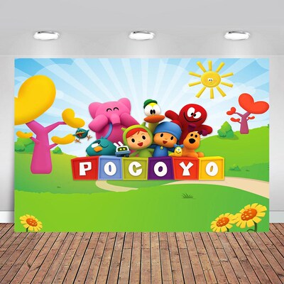 Pocoyo Theme Photography Backdrop Boy Birthday Party Decor