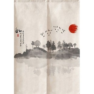 Landscape Style Partition Chinese Bedroom Door Ink Curtain