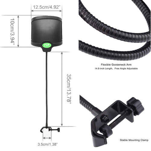 Condenser Microphone Pop Filter Shield  Windscreen  Screen U