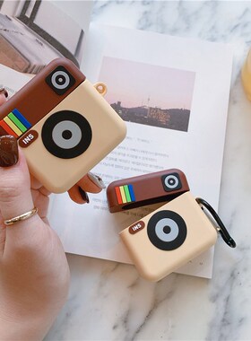 3D camera case for airpods 1 2 funny ins pattern cover soft