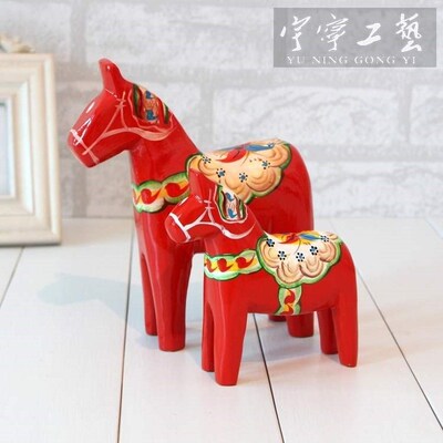Sweden Dala Horse solid wood little red horse ornament home