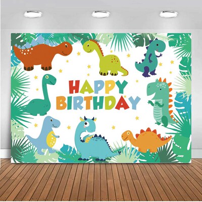 Photocall Cartoon Jungle Dinosaur Party Baby Birthday Photo
