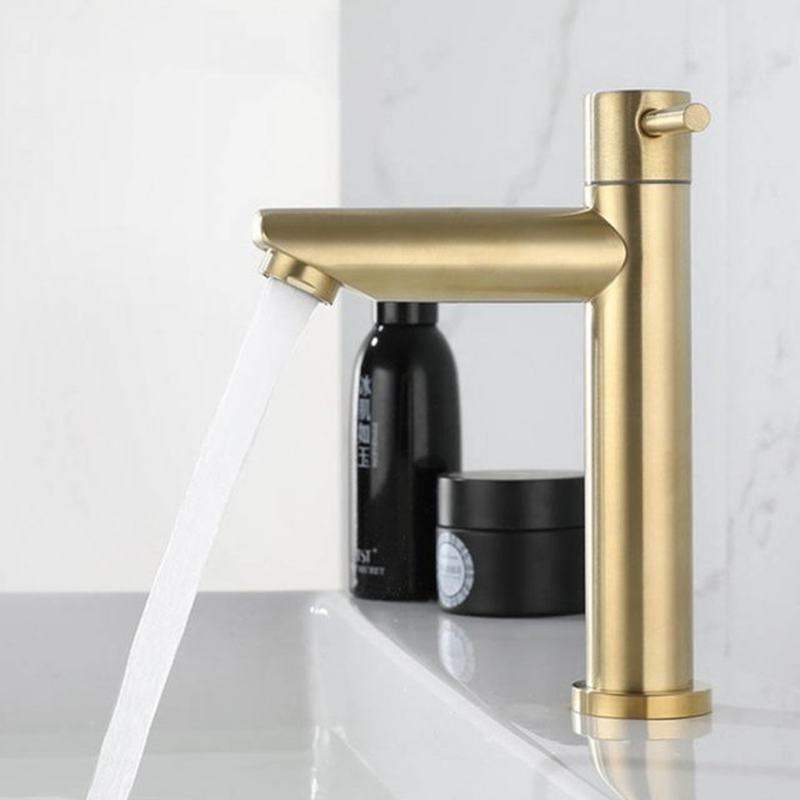 Brushed Gold Bathroom Basin Single Hole Cold Handle Shower H