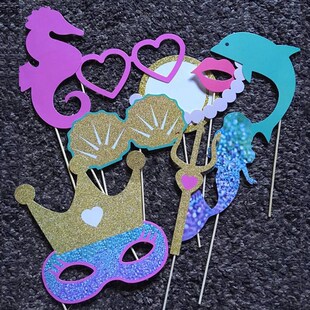 Chicinlife 10Pcs/bag Mermaid Photo Booth Props Birthday Par
