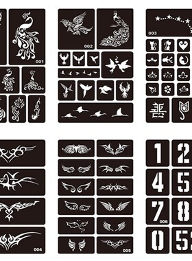 1 Sheet Body Art Hollow Reusable Henna Sticker Stencils for