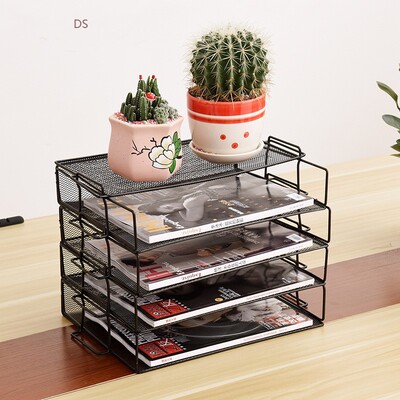 Metal Mesh File A4 Paper Storage Basket Tray Bookends Stacka