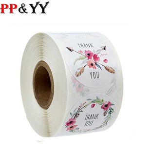 100 500 pcs 6 designs floral thank you sticker seal label C