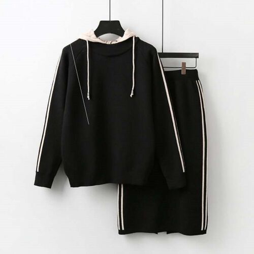 女卫衣GoWyimmeS AuTumn TWo Piece Women KniTTed SWeATer+SPliT