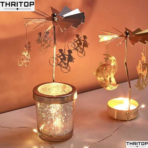 Modern minimalist walking lights rotating candle holder