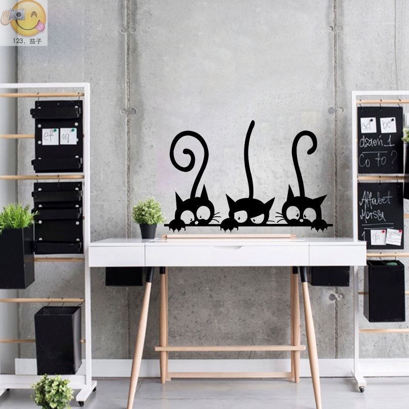 Lovely Three Black Cat DIY Wall Stickers Animal Room Decora