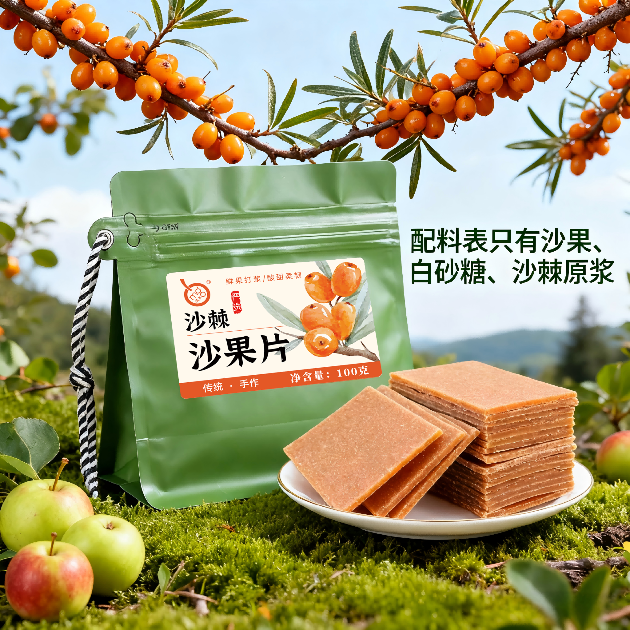 满果沙棘沙果干无核内蒙古特产酸甜双果滋养配料干净100g