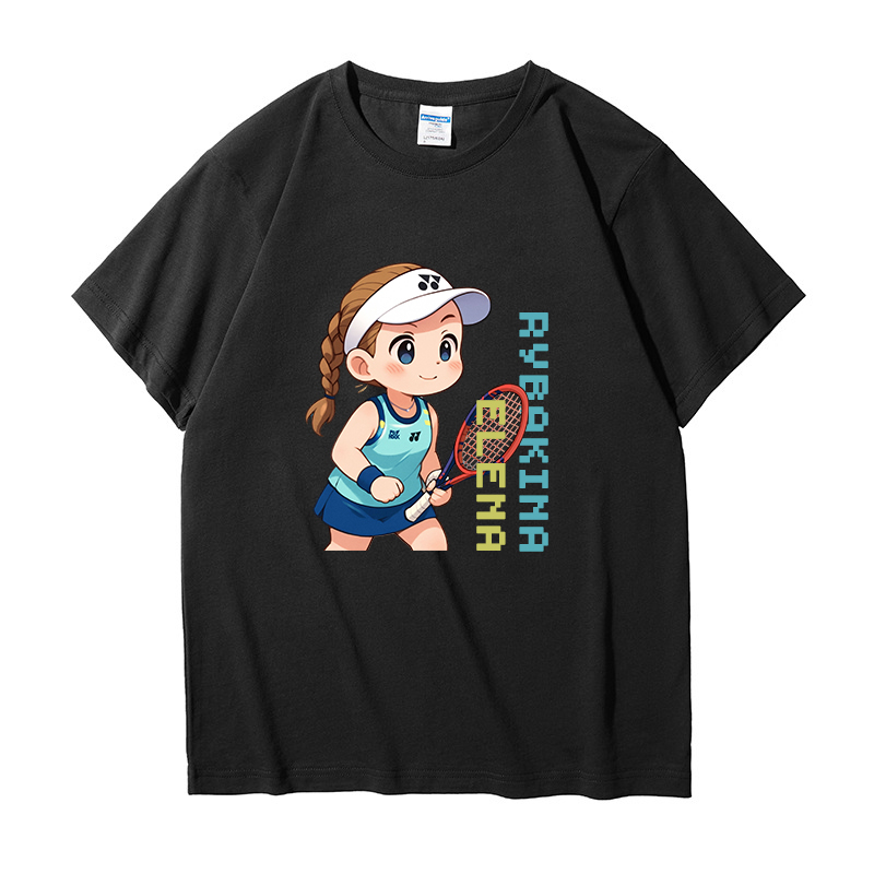 莱巴金娜t恤网球卡通Rybakina球迷粉丝短袖成人儿童男女训练比赛