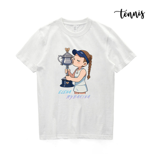 莱巴金娜t恤网球卡通Rybakina球迷粉丝短袖成人儿童男女训练比赛