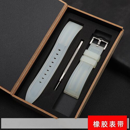 快拆式透明氟橡胶表带适用阿玛尼 精工 劳力士黑绿蓝水鬼表带男20