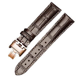 鳄鱼纹真皮男士手表带女款适配浪琴名匠瑰丽康卡斯真皮防水男表带