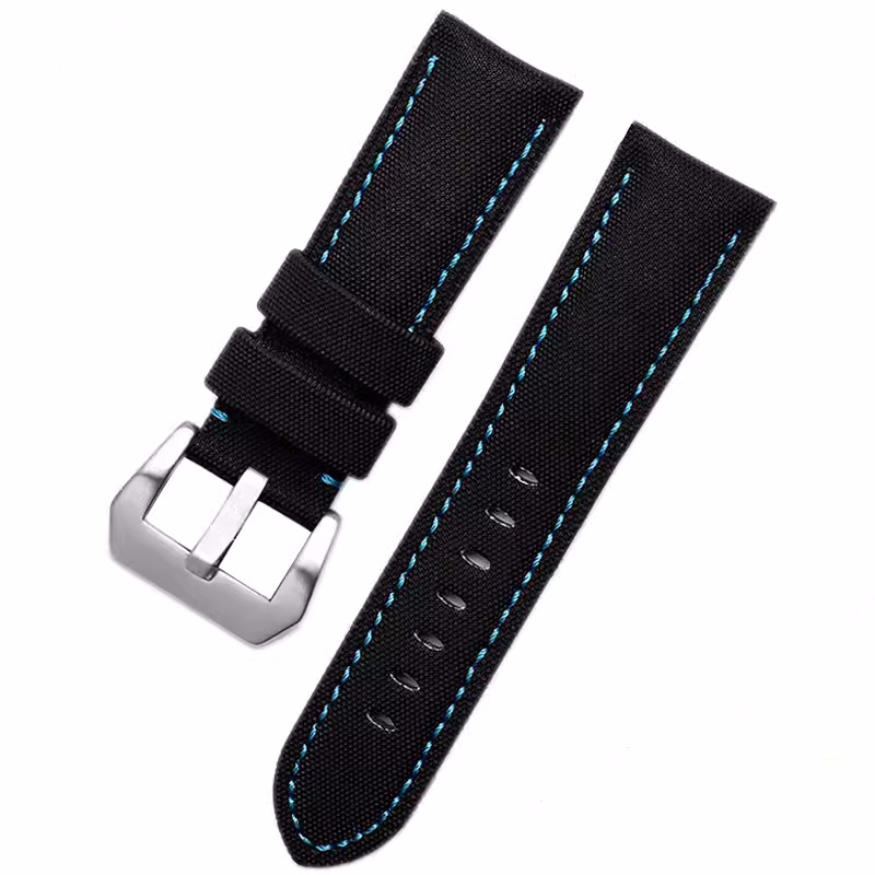 适配沛纳海尼龙表带男庐米诺胖大海PAM441潜行蓝色碳纤维表带24mm