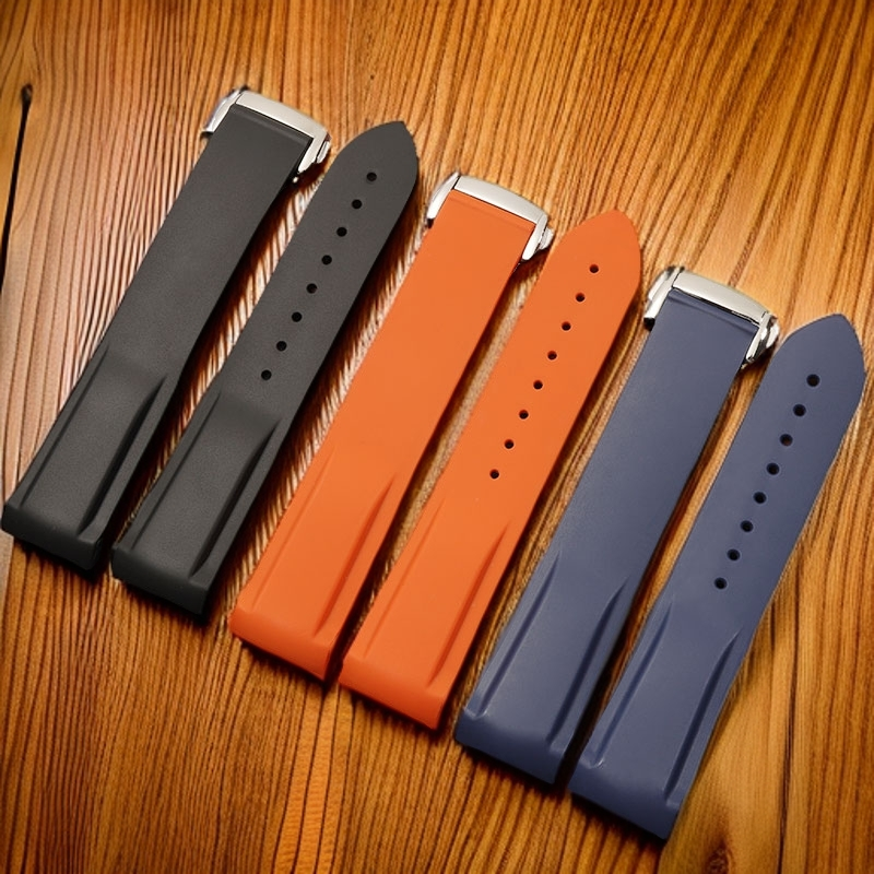 适配欧米茄表带新海马300蝶飞超霸橡胶带 男AT150硅胶表链20 22mm