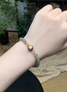 Z085-天然和田玉+南红+沉香手链