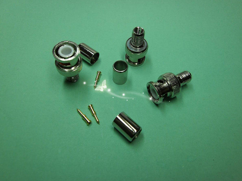 视频同轴头子 BNC Q9 75-5 视频监控通讯头三件套冷压铜芯接头