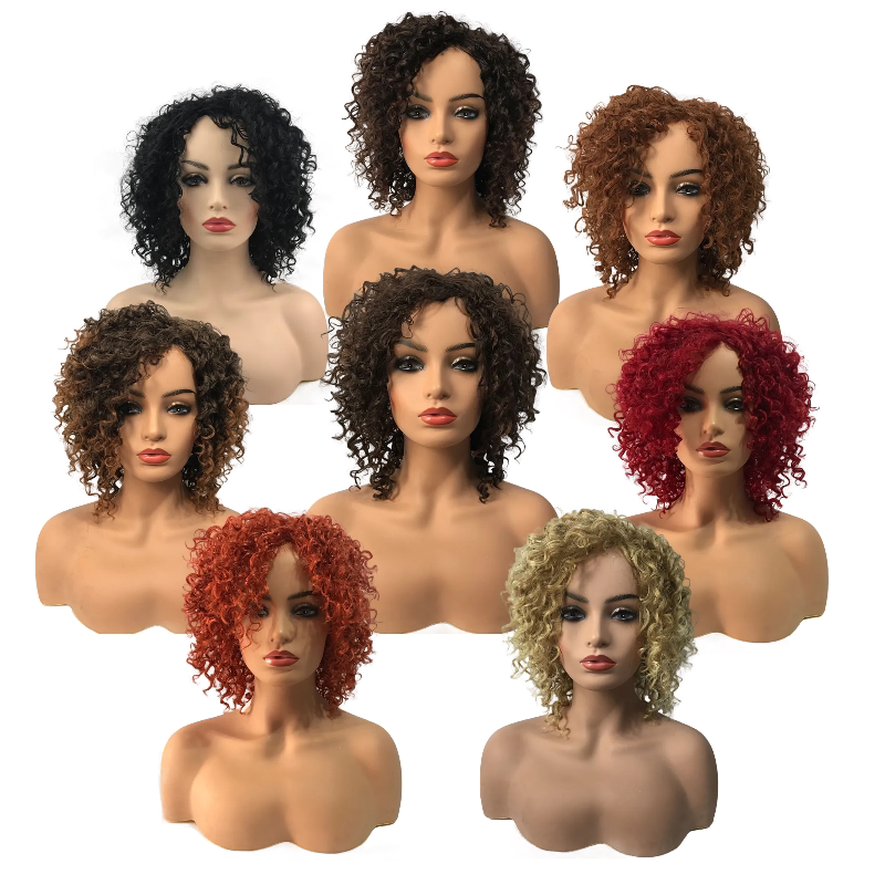 欧美时尚整顶假发 非洲黑人美女泡面小卷 高温丝短卷发