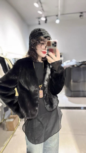 毛毛语2025新款 进口天鹅绒貂皮马甲女整貂皮草外套年轻时尚 洋气款