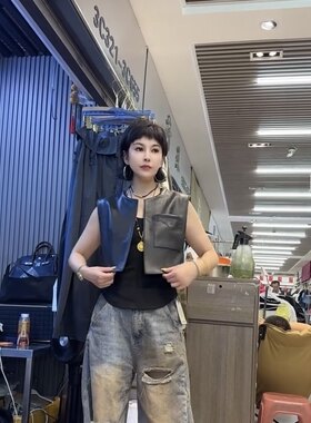 网红新款真皮马甲女短款绵羊皮无袖坎肩外搭百搭休闲马夹上衣潮品
