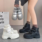 小个子魔术贴厚底百搭高帮加绒加厚保暖棉鞋 雪地靴女2025冬季 新款