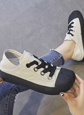 小白鞋女2025春新款真皮厚底百搭休闲小众原创轻便分趾猪蹄鞋板鞋