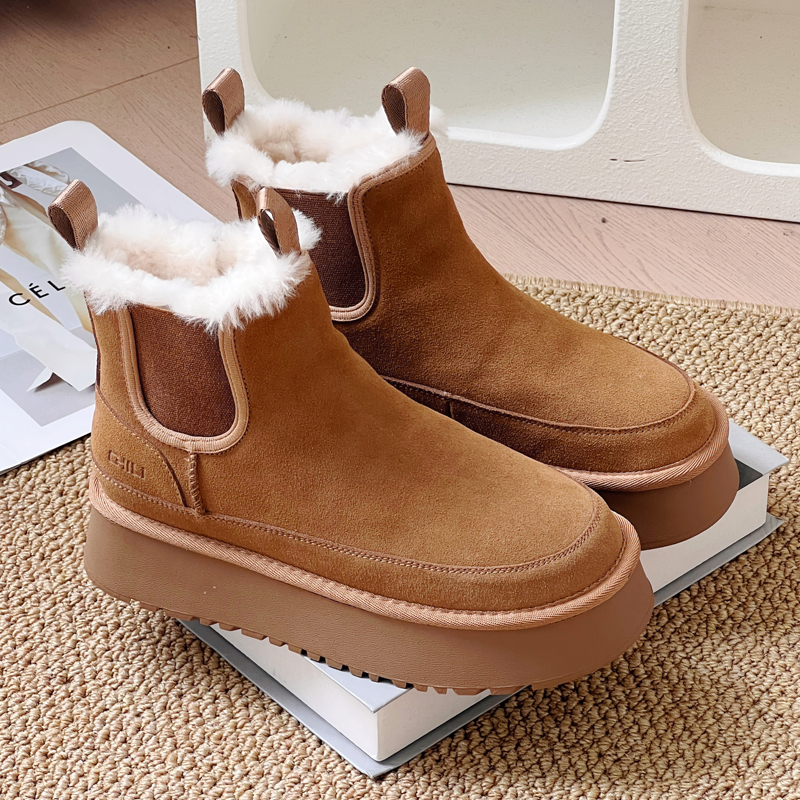 保暖套脚雪地靴棉靴加绒加厚冬季