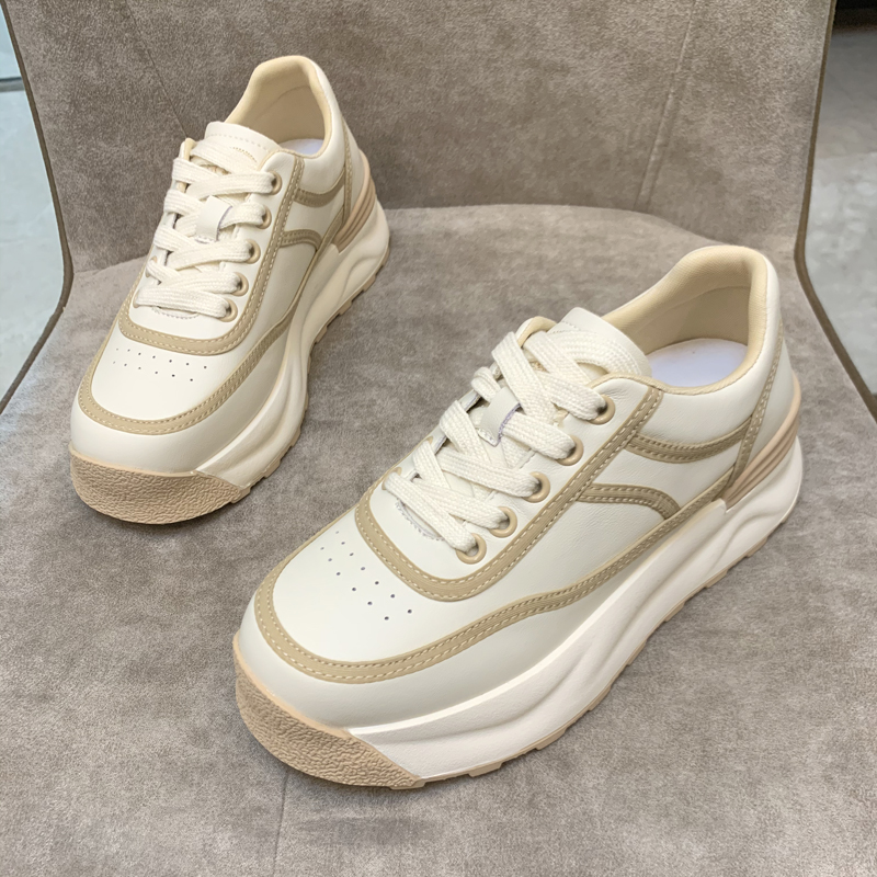小白鞋女小香风2025新款厚底增高真皮显脚小百搭休闲运动单鞋板鞋,女鞋,时尚休闲鞋,淘宝优惠券,粉丝福利购,淘宝优惠卷
