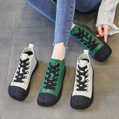 真皮百搭方头软底丑萌休闲猪蹄分趾板鞋 高帮小白鞋 女2026春秋新款