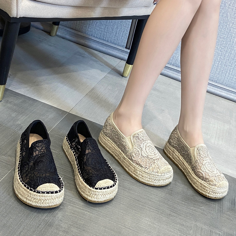 渔夫鞋女2025新款夏季网面透气厚底小香风草编懒人一脚蹬单鞋凉鞋,女鞋,休闲板鞋,淘宝优惠券,粉丝福利购,淘宝优惠卷