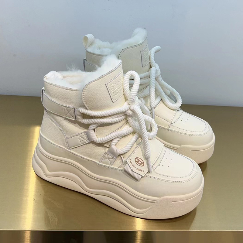 羊毛加绒雪地靴厚底增高棉靴冬季