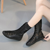 ccvv2026秋冬新款 百搭学生短靴马丁靴女 真皮高帮平底圆头系带韩版