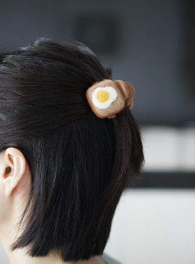 woou萌玩可爱原创手工少女鸡蛋吐司羊毛毡小号鲨鱼夹发夹抓夹发饰