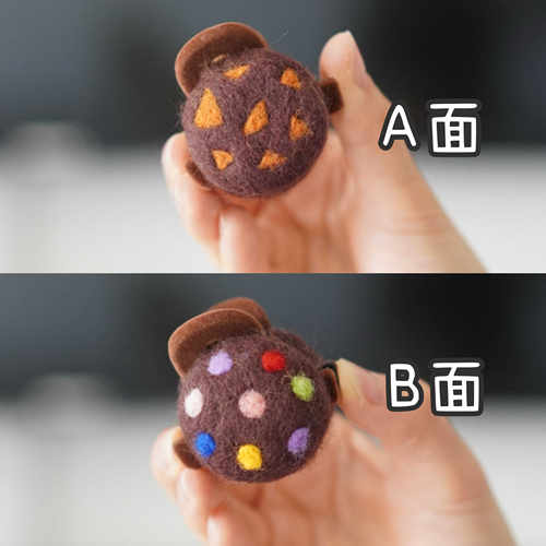 WOOU萌玩原创手工可爱曲奇饼干双面mini羊毛毡鲨鱼夹发夹抓夹发饰