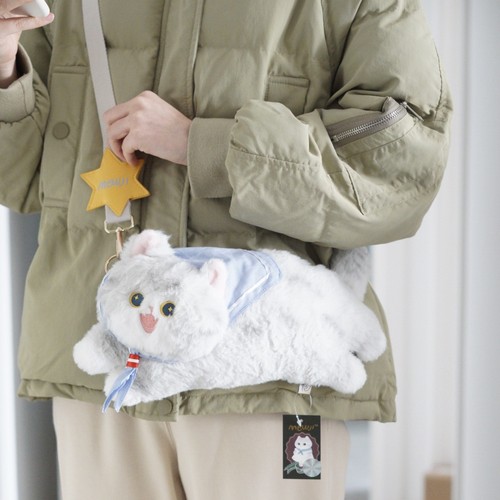 妙吉MEWJI毛绒猫咪原创斜挎包