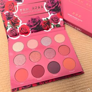 绝版colourpop美国产she玫瑰眼影盘混血烟熏眼妆灰粉红12Rosa色系