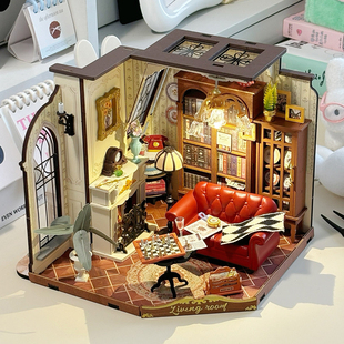 rolife若来凯瑟琳的复古客厅手工DIY小屋微缩场景模型拼装积木女